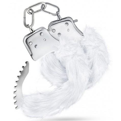 Белые игровые наручники Plush Fur Cuffs